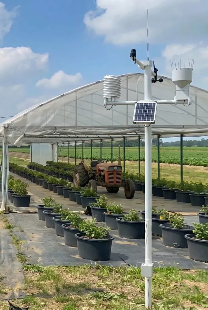 Enten IoT device next to a polytunnel